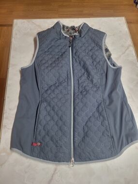 Tredstep Ireland Quilted Vest Women’s Large Gray Faux Fur Lined Equestrian Vest